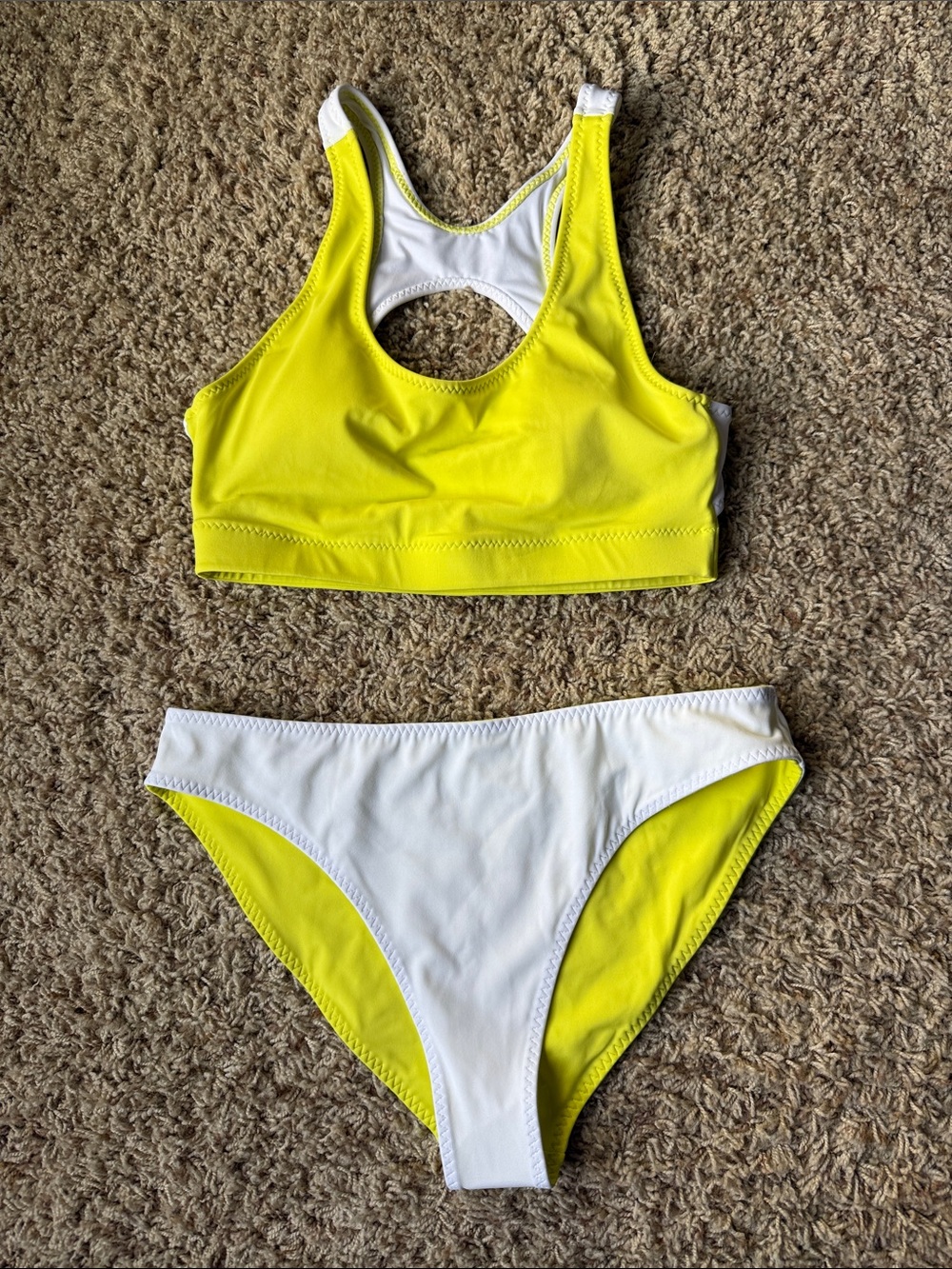 Yellow and White Two-Piece Sports Bikini